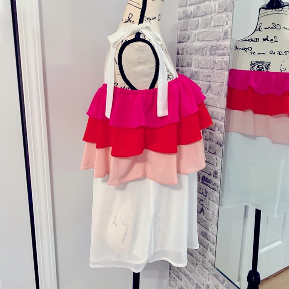 VICI Collection Lovie Ruffle Cold Shoulder Tie Top - Picture 4 of 8